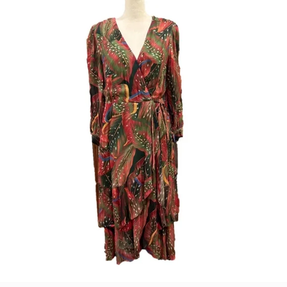 Anthropologie By Farm Vibrant Long Sleeve Dress - Picture 4 of 9
